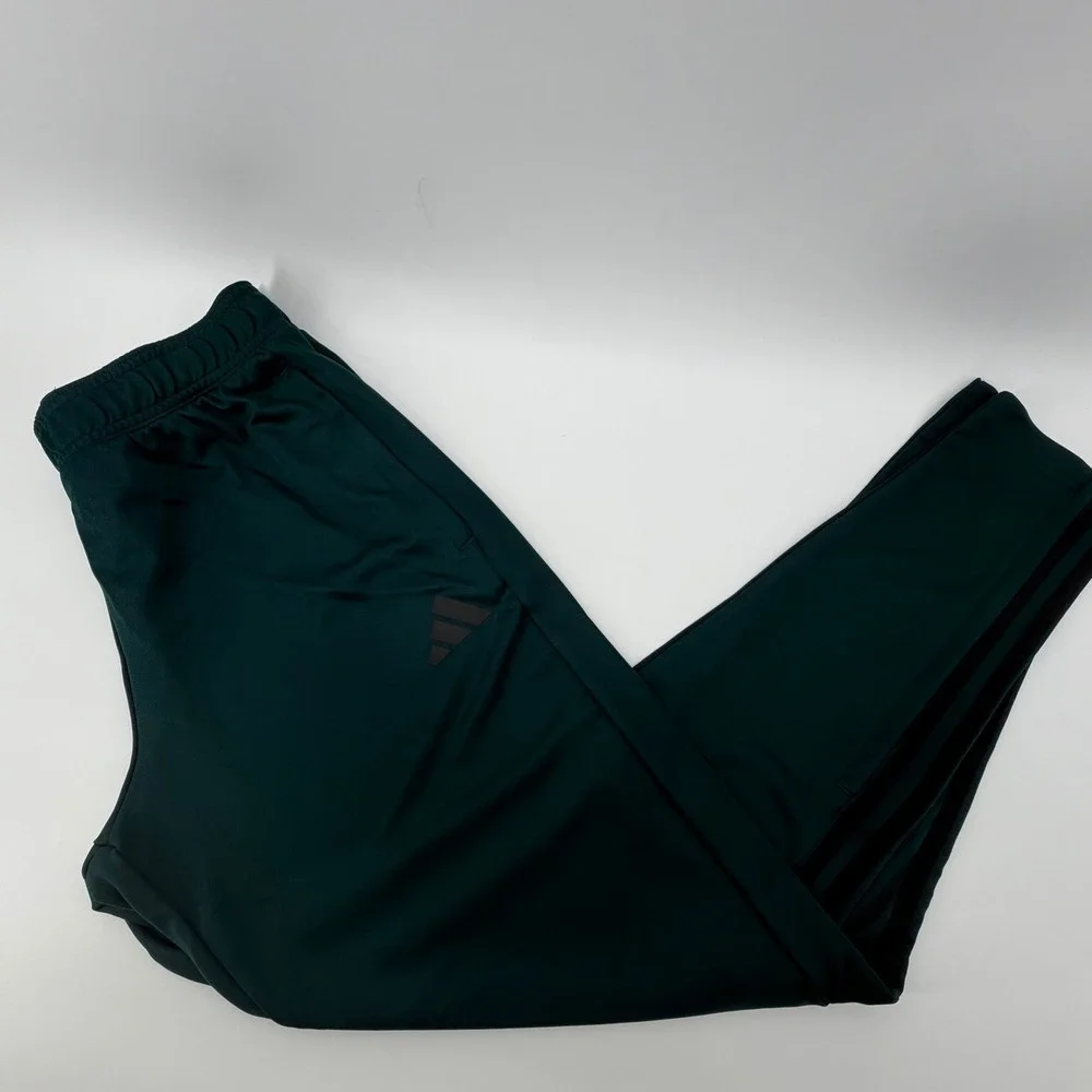 Adidas Track Pants Men M Sereno PT Green black zipper Tapered leg Athletic JW016